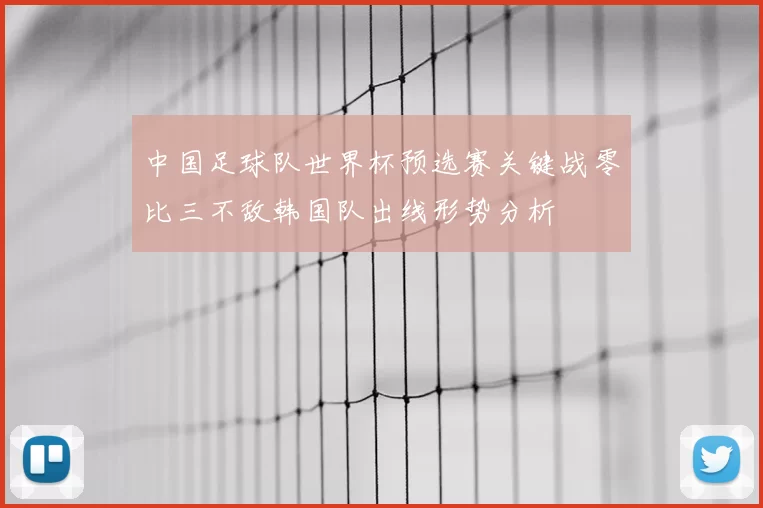 中国足球队世界杯预选赛关键战零比三不敌韩国队出线形势分析
